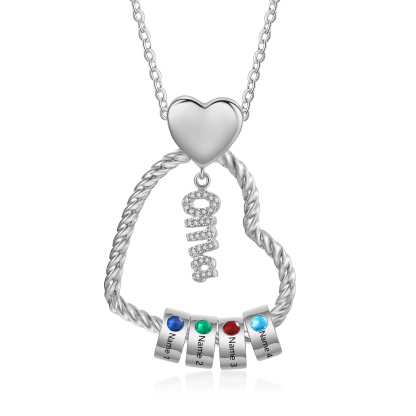 Personalisierte 4 Namen Herz Halskette mit 4 Geburtssteinen - Du machst meine Well bunter. Oma Schön, dass es Dich gibt - Geschenk mit Nachrichtenkarte