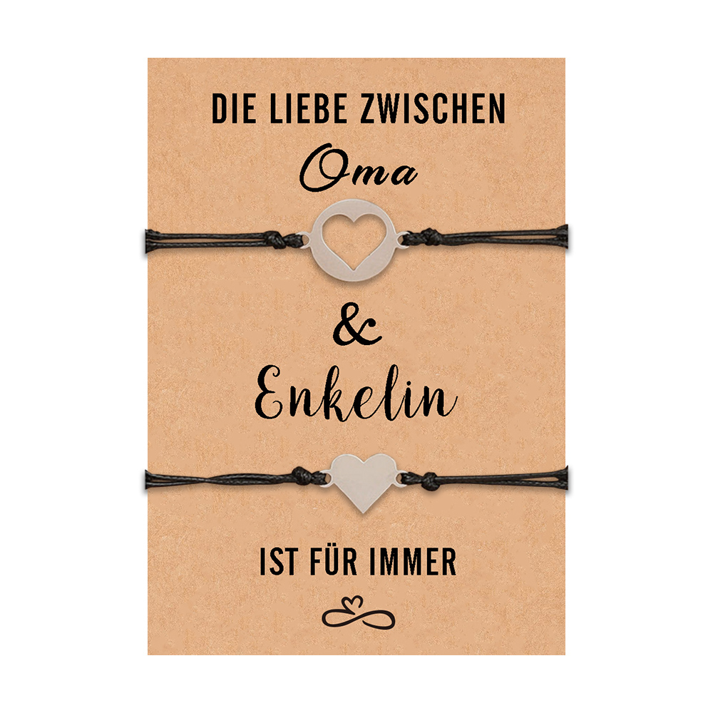 Herz Armbänder Set-Die Liebe zwischen Oma & Enkelin ist für immer-Geschenk mit Nachrichtenkarte
