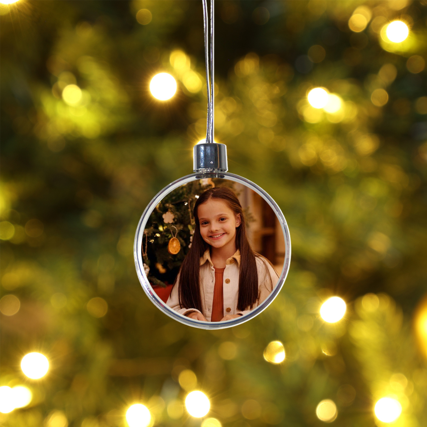 Personalisiertes Foto Rund Weihnachtsornament Weihnachtsbaum Anhänger