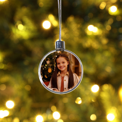 Personalisiertes Foto Rund Weihnachtsornament Weihnachtsbaum Anhänger