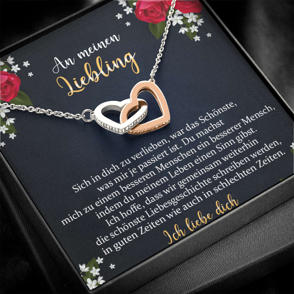 925 Silber Herz Halskette - An Meinen Liebling - Geschenk mit Nachrichtenkarte 
