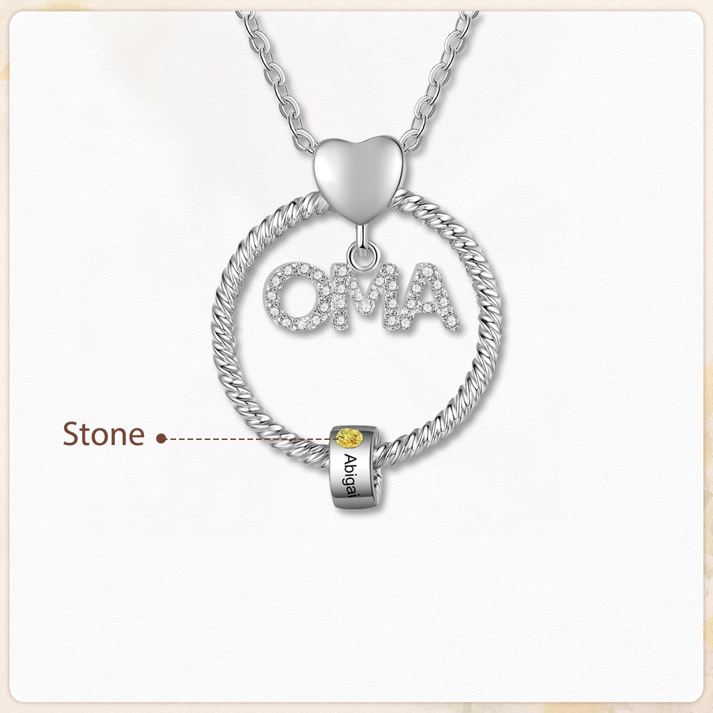 Personalisierter 1 Name Gravur "OMA" Halskette mit 1 Geburtsstein