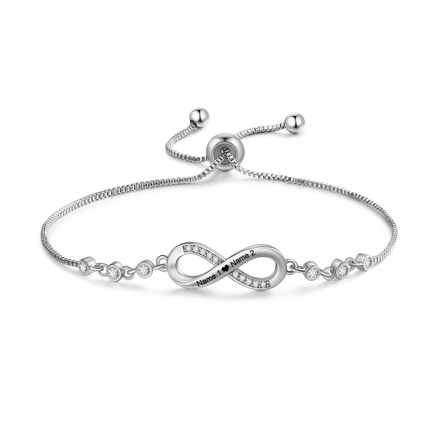 Personalisierbar infinity paare Lederarmband, schwarz und weiß — "Grenzenlose Liebe"