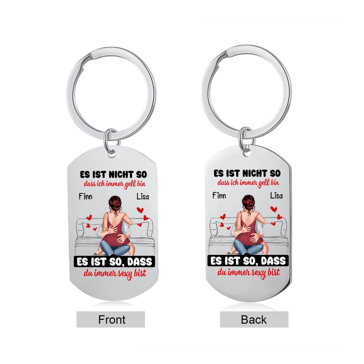 Personalisierte kreative Edelstahl Schlüsselanhänger für Paar