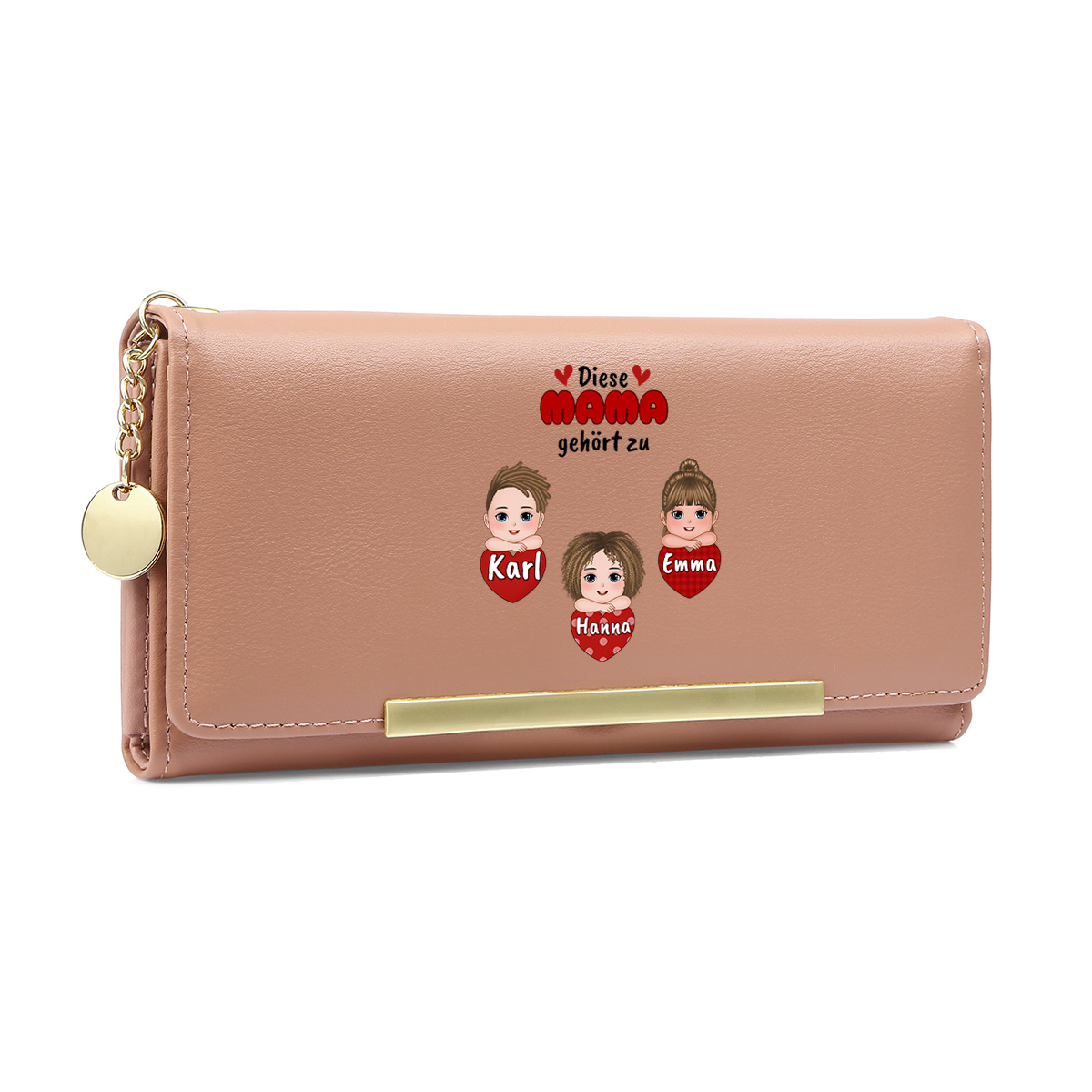 Personalisiertes Foto & 1-6 Namen & Muster PU Leder Lange Portemonnaie Geldbörse-Diese Mama gehört zu...