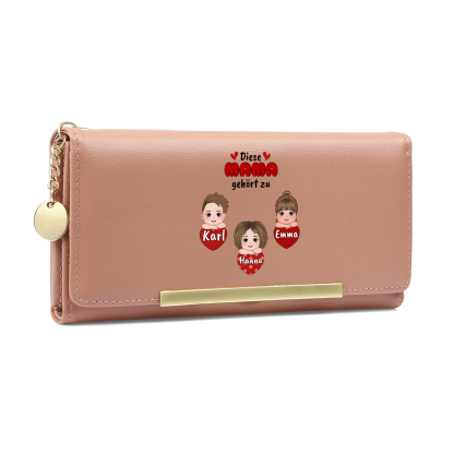 Personalisiertes Foto & 1-6 Namen & Muster PU Leder Lange Portemonnaie Geldbörse-Diese Mama gehört zu...