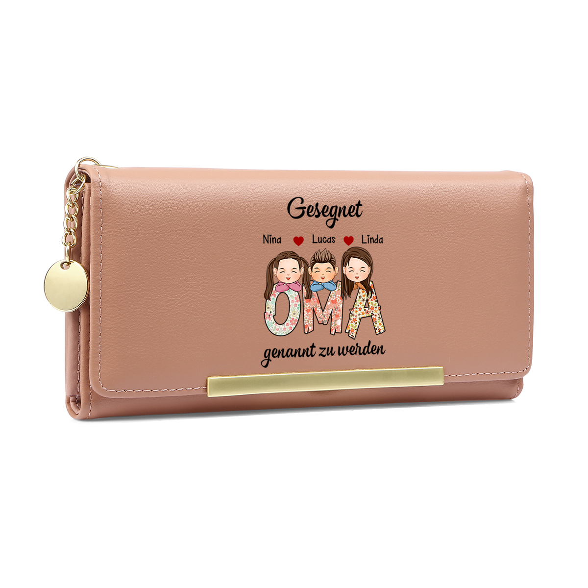 Personalisierte 1-6 Namen & Muster PU Leder Lange Portemonnaie Geldbörse-Geschenke für Mama