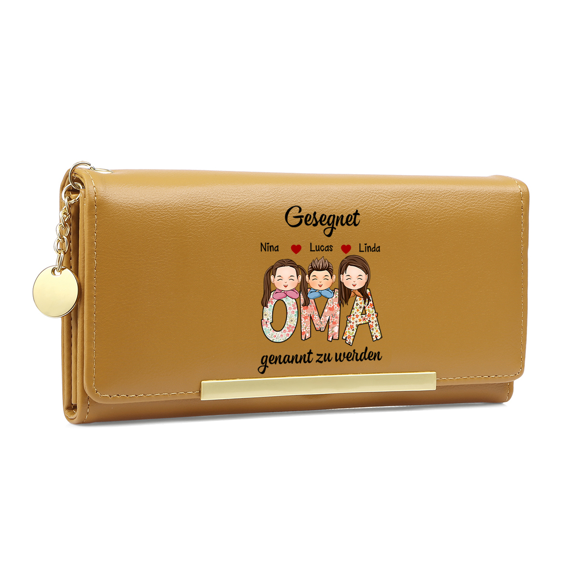 Personalisierte 1-6 Namen & Muster PU Leder Lange Portemonnaie Geldbörse-Geschenke für Mama