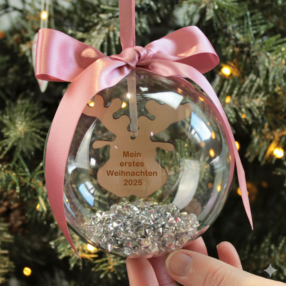 Personalisierter Band-Herz Weihnachtsanhänger – Weihnachtsschmuck mit eigenem Text, ideales Geschenk