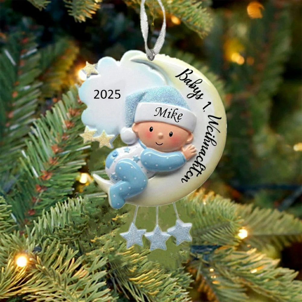 Holz Weihnachtsornament-Personalisierter Name & Text & Jahr Ball Baby Ornament
