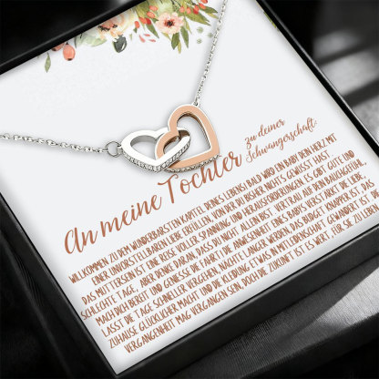 925 Sterling Silber Doppelherz-Halskette – Geschenk zur Schwangerschaft der Tochter von Mama mit Botschaftskarte