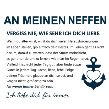 Personalisierbares 1 Name Handseil Armband-An meinen Neffe Ich werde immer bei dir sein-Geschenk mit Nachrichtenkarte