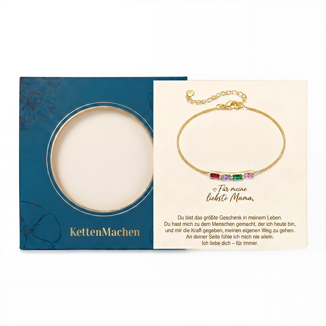 Personalisiertes Silberarmband aus 925 Sterling Silber mit 2 bis 6 Geburtssteinen Geschenk für Mama oder sie