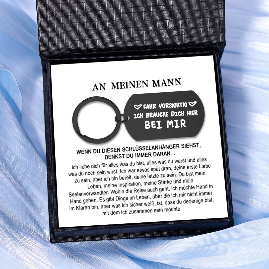 Personalisierter Paar-Schlüsselanhänger – „Fahr vorsichtig, ich brauche dich“
