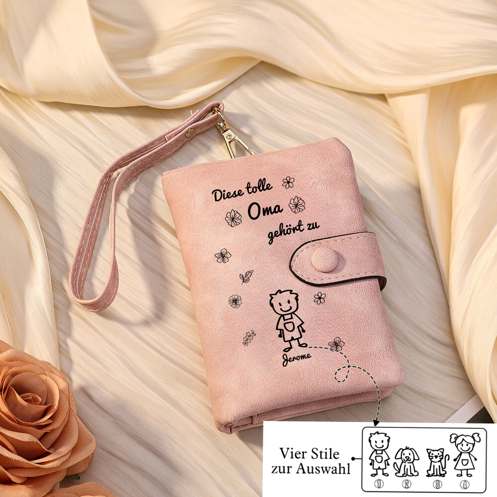 Personalisierter 1 Name & Muster PU-Leder Portemonnaie -Diese tolle Oma gehört zu- Geldbörse für Oma Großmutter