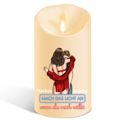 Personalisierte 2 Namen LED-Kerze -Mach das Licht an, wenn du mich willst-  Romantisches Geschenk für Paar