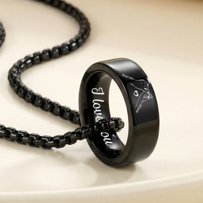 Personalisierte Partnerkette aus Edelstahl – Gravierte Ringe mit Vornamen & Text