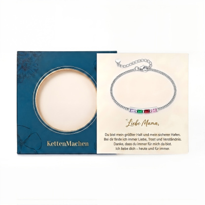 Personalisiertes Silberarmband aus 925 Sterling Silber mit 2 bis 6 Geburtssteinen Geschenk für Mama oder sie