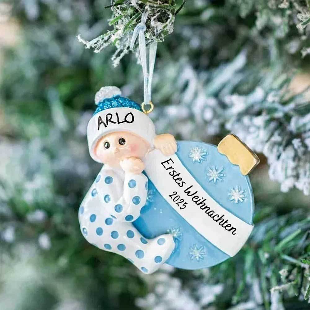 Holz Weihnachtsornament-Personalisierter Name & Text Ball Baby Ornament