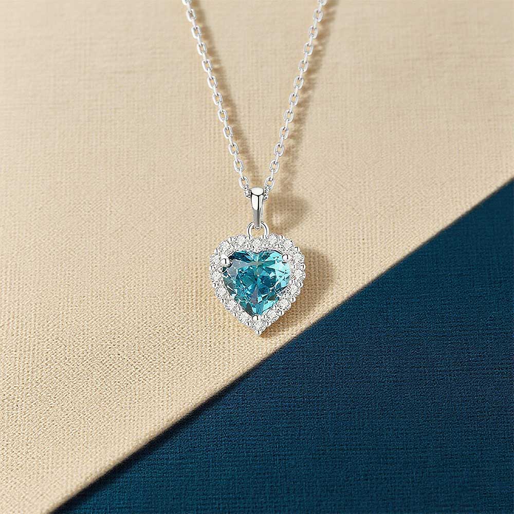 925 Sterling Silber Personalisierte Geburtsstein Herz Halskette mit Zirkonia