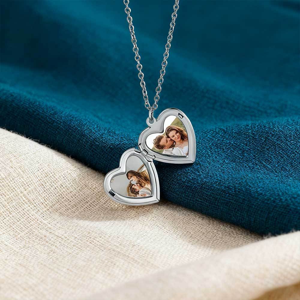 Personalisierte 2 Fotos & Name & Datum Herz Halskette 