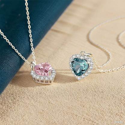 925 Sterling Silber Personalisierte Geburtsstein Herz Halskette mit Zirkonia
