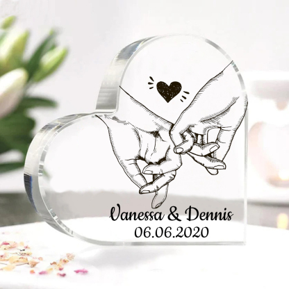 Personalisierte Text & Datum Acryl-Deko Pinky-Versprechen Schreibtischdekoration für Paar