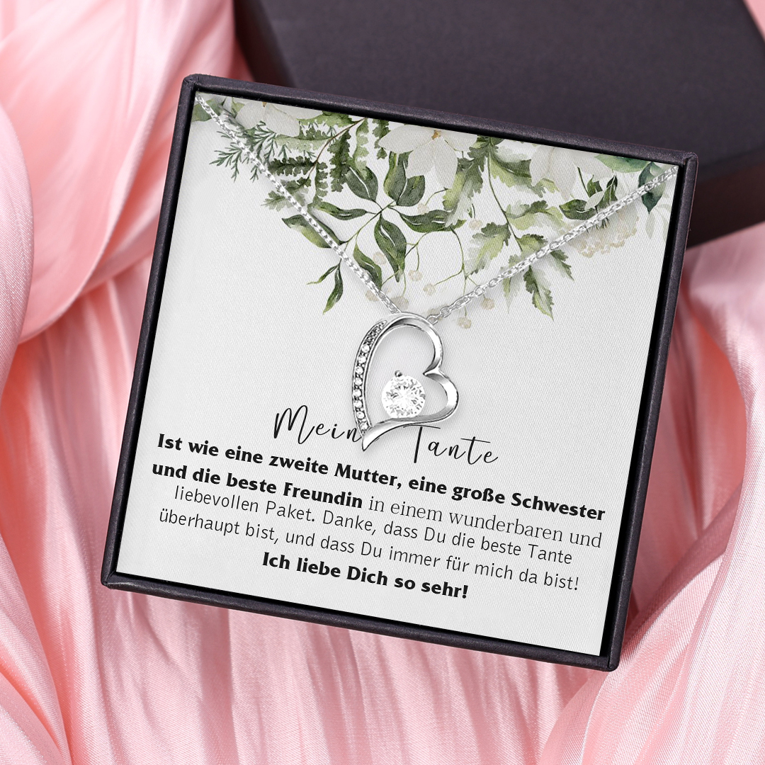 925 Sterling Silber Herz Halskette-Danke, dass du die beste Tante überhaupt bist-Geschenk mit Nachrichtenkarte 