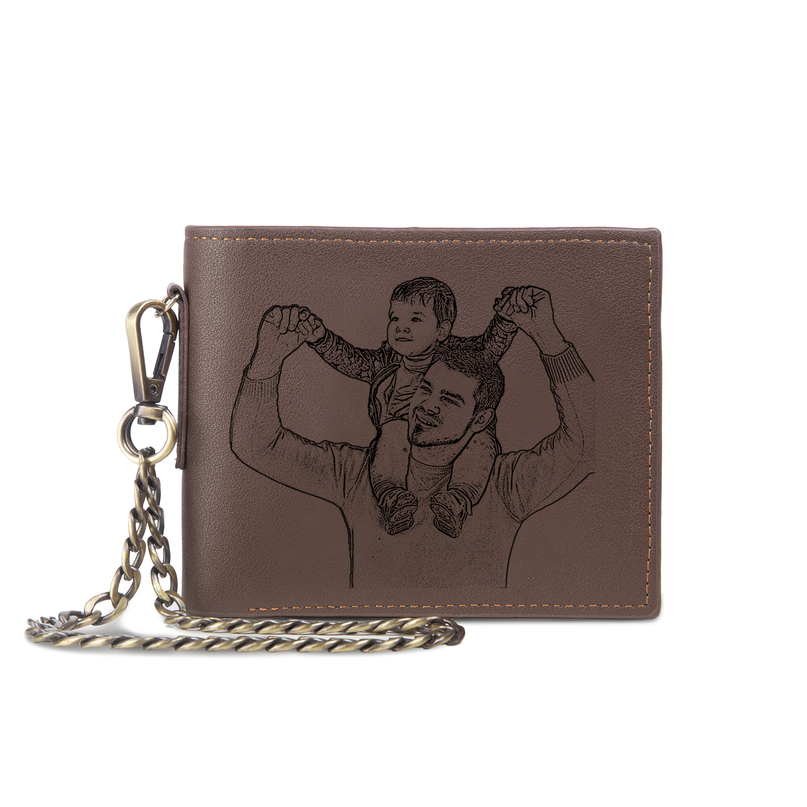 Personalisierte Foto PU Leder Geldbörse mit Metall Kette