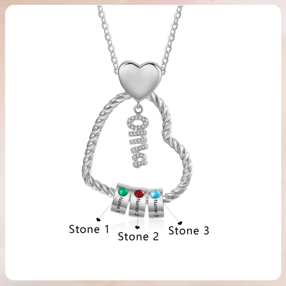 Personalisierte 3 Namen Herz Halskette mit 3 Geburtssteinen - Du machst meine Well bunter. Oma Schön, dass es Dich gibt - Geschenk mit Nachrichtenkarte