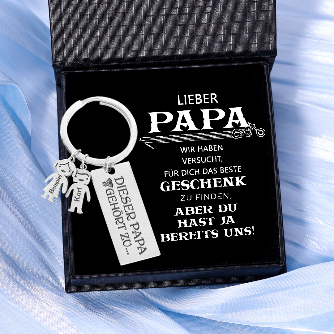 Personalisierter 2 Kinder Namen Schlüsselanhänger- Lieber Papa-Geschenk mit Nachrichtenkarte