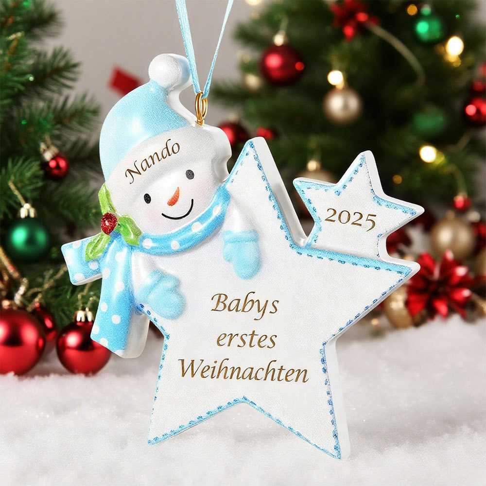 Babys erstes Christbaumschmuck, personalisiert mit Namen und Jahr, Weihnachtsanhänger für den Weihnachtsbaum für Neugeborene, Eltern und Großeltern | Kettenmachen