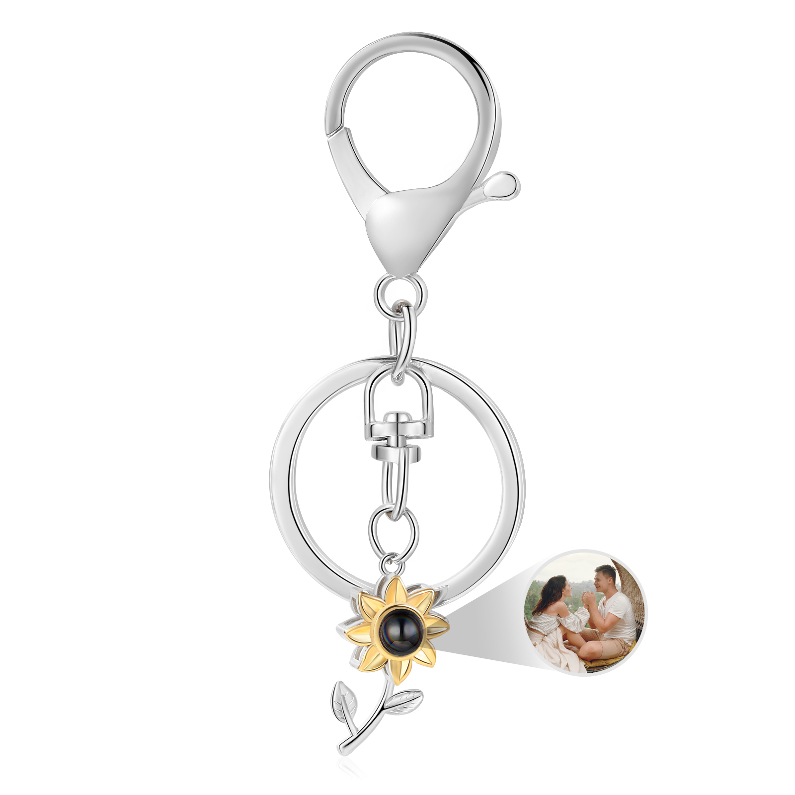 Personalisiertes Foto Sonnenblume Projektion Schlüsselanhänger