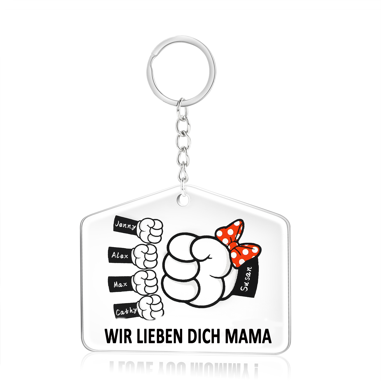 Personalisierbare 5 Namen & 1 Text Faust Acryl Schlüsselanhänger-Geschenk für Großmutter/Mutter