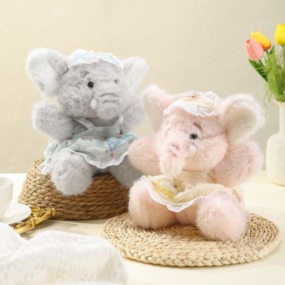 Personalisiertes Set aus Plüsch-Elefant und Bommelmütze mit Namensstickerei– Geschenk für Babys und Kinder