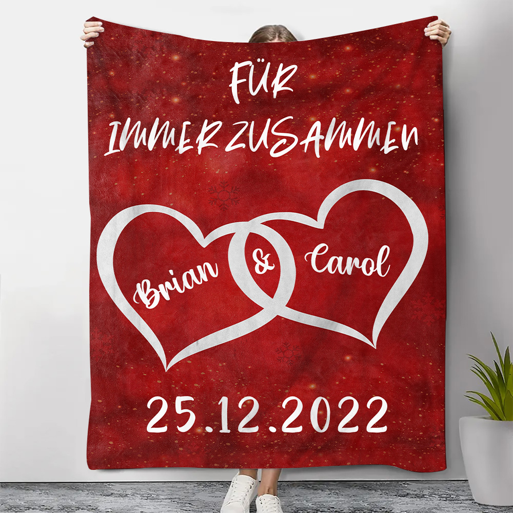 Personalisierte 2 Namen & Text & Datum Paar Herz Decke Für Paare