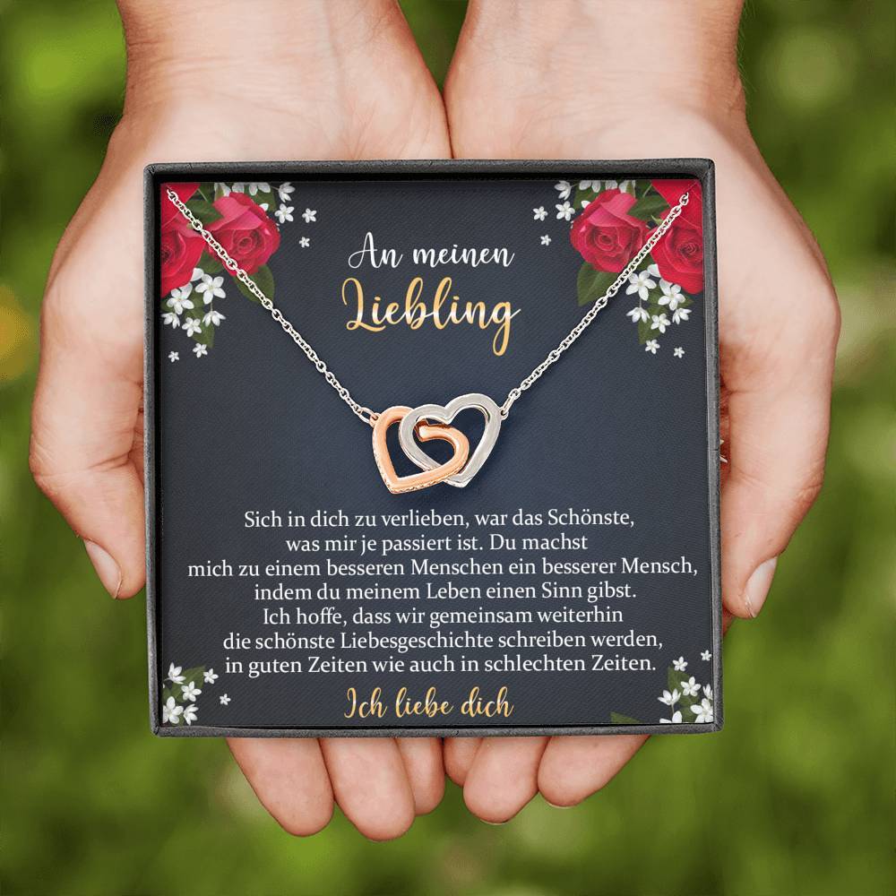 925 Silber Herz Halskette - An Meinen Liebling - Geschenk mit Nachrichtenkarte 