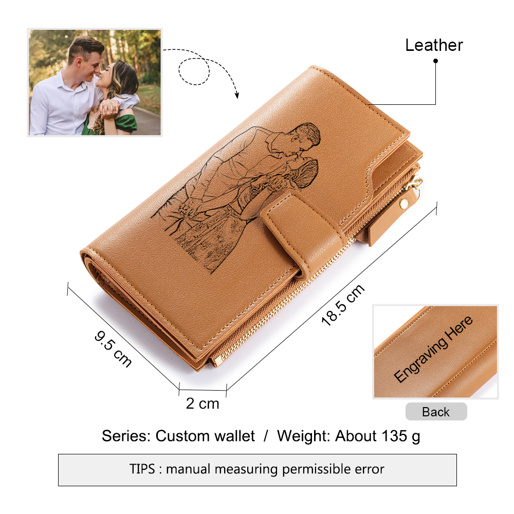 Frauen Lang Personalisierte Foto Geldbörse Gravierte Brieftasche