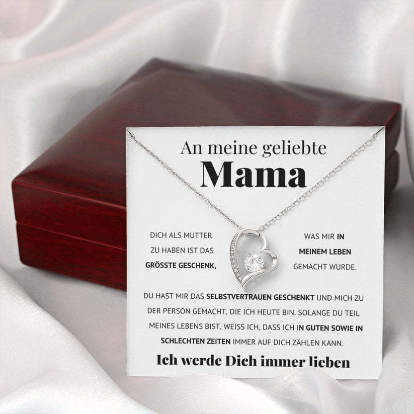 925 Sterling Silber Herz Halskette - An Meine geliebte Mama-Geschenk mit Nachrichtenkarte 
