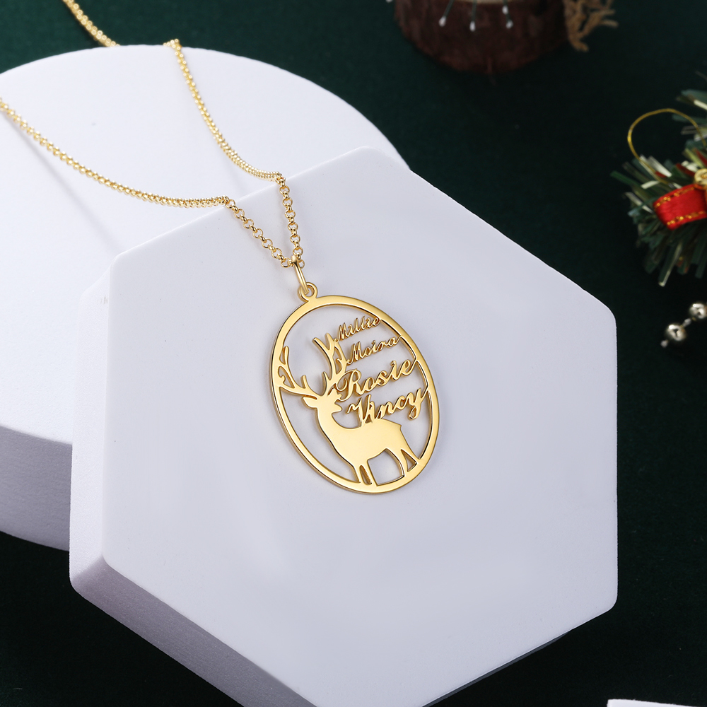 Elch Halskette mit 4 Namensgravuren