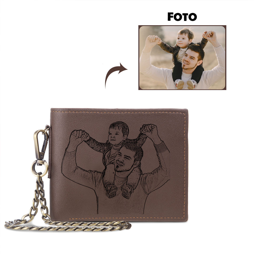 Personalisierte Foto PU Leder Geldbörse mit Metall Kette