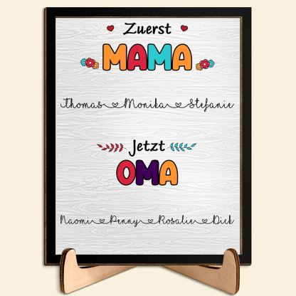 Holz Deko-Personalisierbare 1-10 Namen Ornament -Zuerst Mama jetzt Oma- Holzdekoration für Mutter