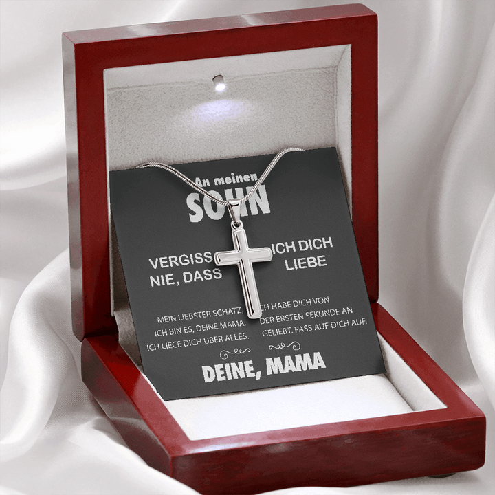 Kettenmachen 925 Sterling Silber An meine Sohn von Mama Kommunion Kreuz Halskette - Geschenk mit Nachrichtenkarte 31.39