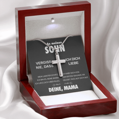 Kettenmachen 925 Sterling Silber An meine Sohn von Mama Kommunion Kreuz Halskette - Geschenk mit Nachrichtenkarte 31.39