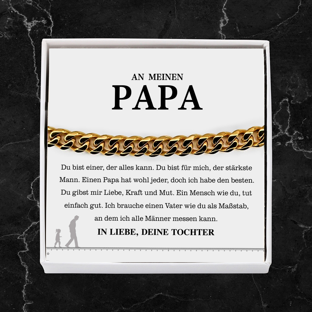 Herren Kubanisches Armband- An Meinen Papa"Einen Papa hat wohl jeder, doch ich habe den besten."-Geschenk mit Nachrichtenkarte