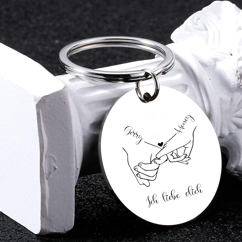 Personalisierbare 2 Namen & Text Pinky schwören Metall Paar Schlüsselanhänger