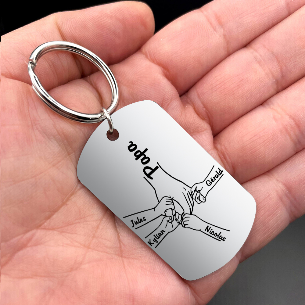 Personalisierbarer 4 Namen Papa Hand Schlüsselanhänger-Lieber Papa du hast ja bereits uns-Geschenk für Vater