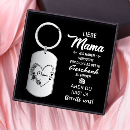 Personalisierbare 1-6 Namen Mama Herz Schlüsselanhänger