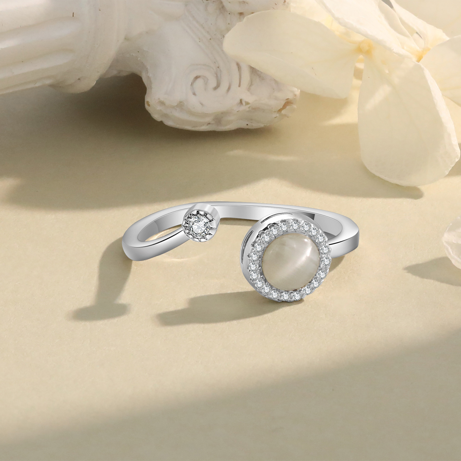 Katzenaugenstein Offener Ring- An Meine Tochter- Geschenk mit Nachrichtenkarte