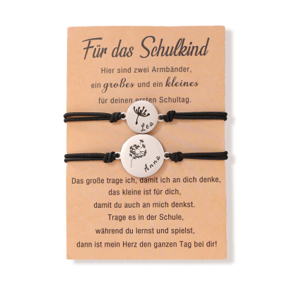 [Copy]Schulanfang Geschenkset -Personalisierter Name Emaille Tasse & Regenbogen Stifteetui Stifttasche & Löwenzahn Armbänder Set - Geschenk für Schulkind mit Geschenk Box